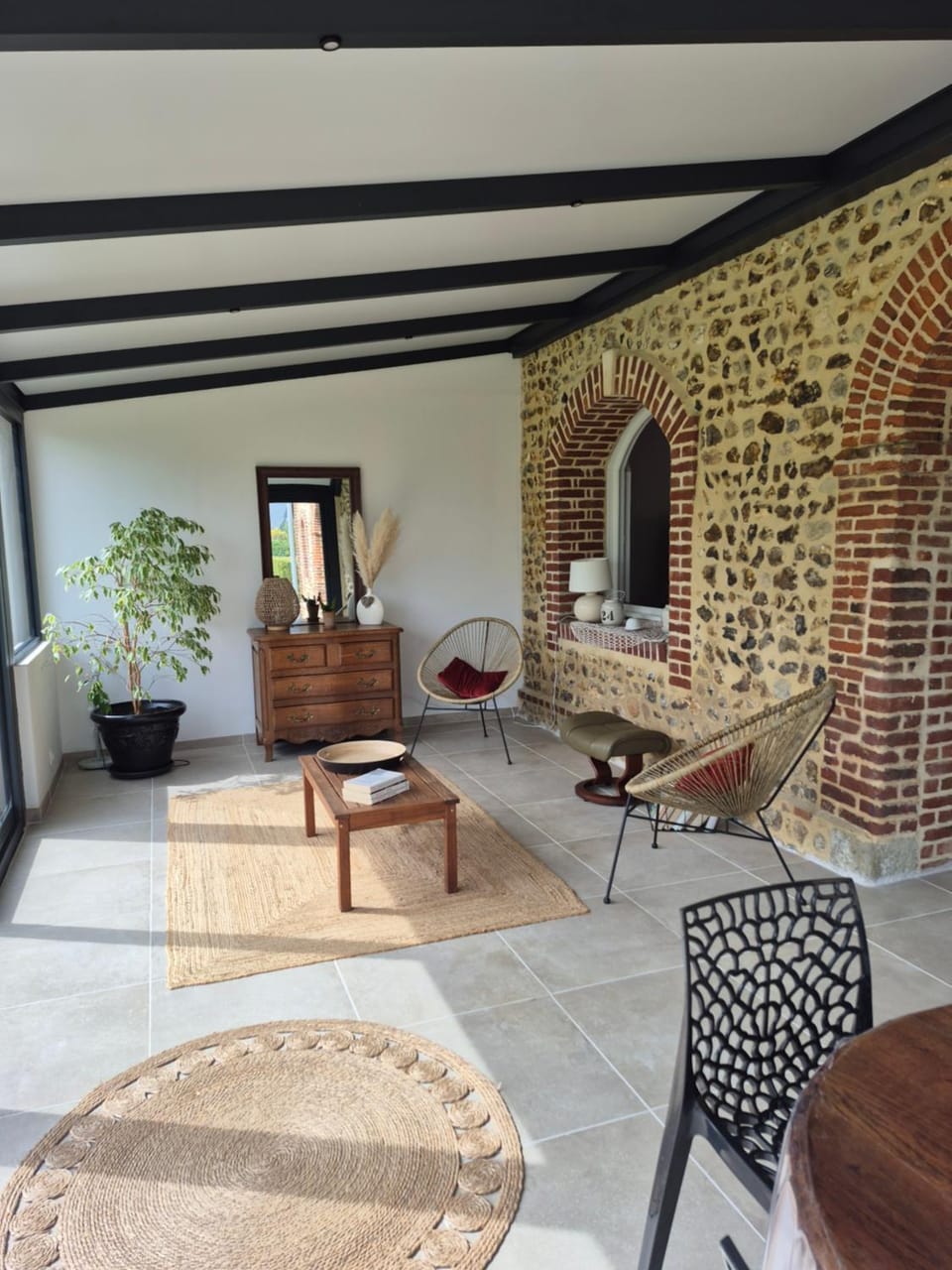 Patio, Living room, Seating area, Swimming pool