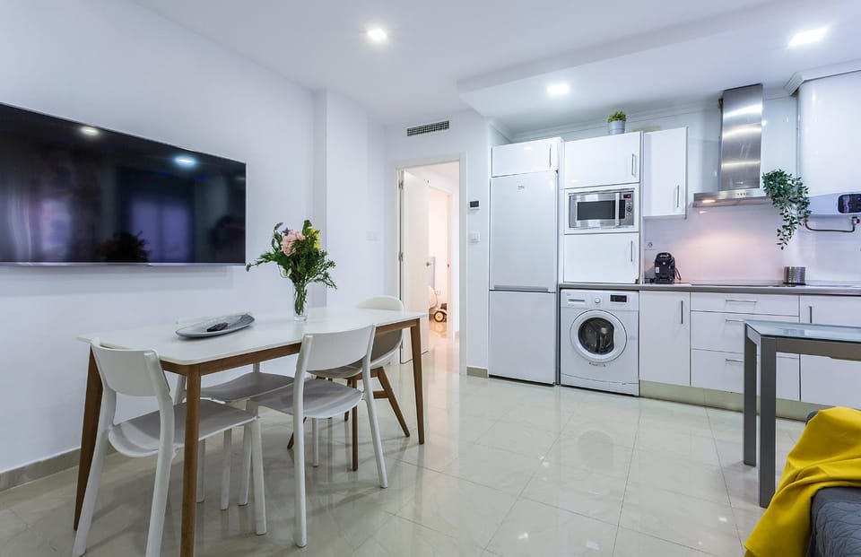 Living room, Seating area, Dining area, stove, washing machine