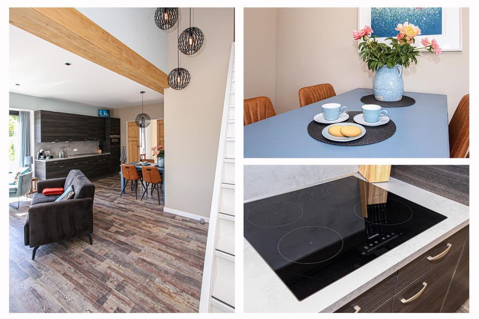 Kitchen or kitchenette, Living room, Seating area, Dining area