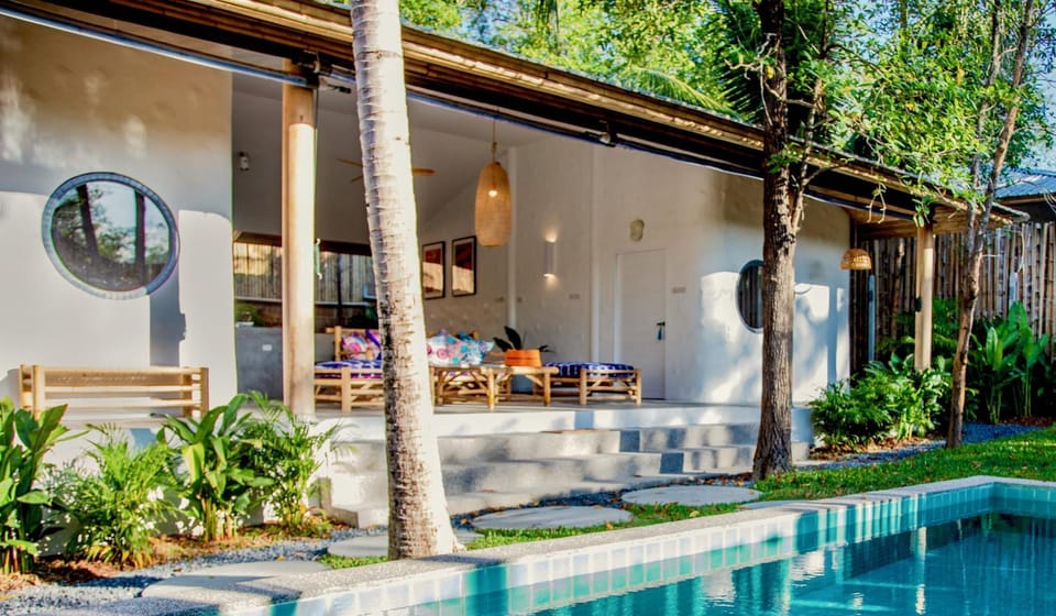 Property building, Patio, Day, Garden, Garden view, Pool view, Swimming pool