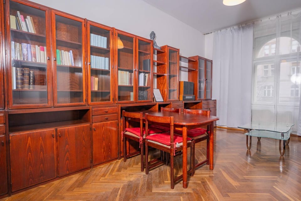 Library, Living room, Dining area