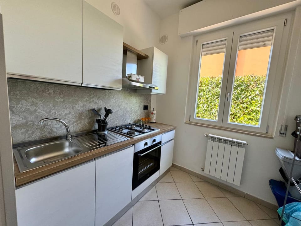 Kitchen or kitchenette, dishwasher, stove