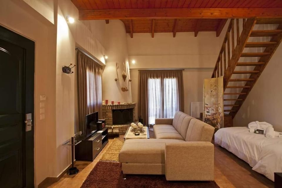 Bed, Living room, Seating area