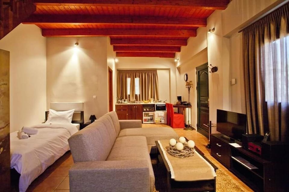 Bed, Kitchen or kitchenette, Living room, Seating area