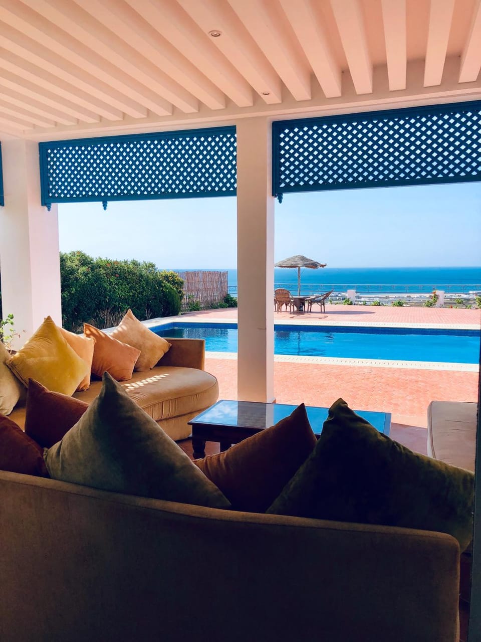 Patio, Bird's eye view, Pool view, Sea view