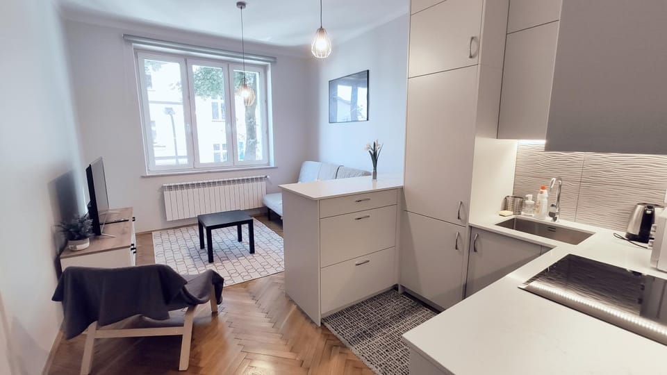 Kitchen or kitchenette, Living room, Seating area