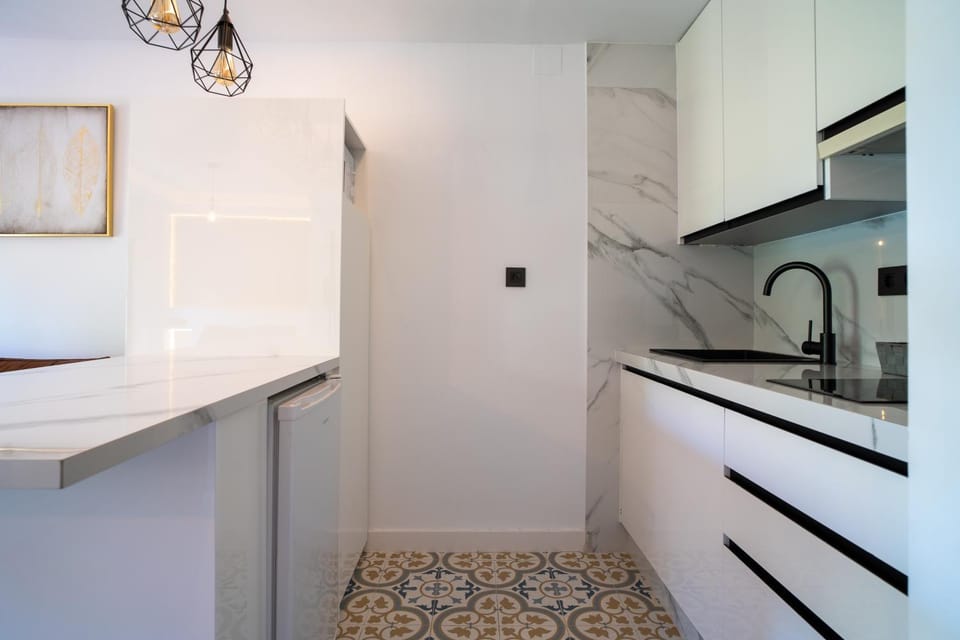 Kitchen or kitchenette, stove