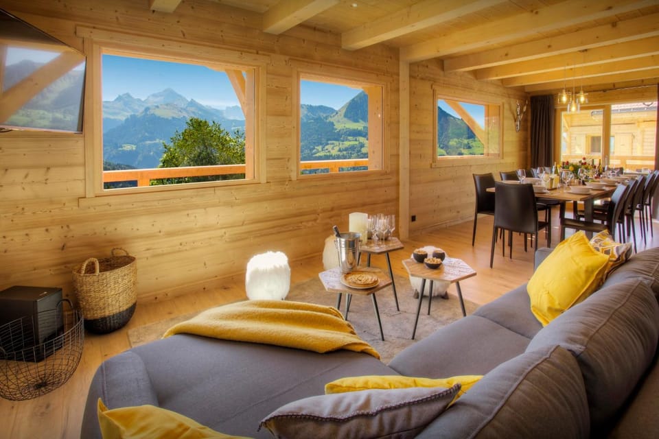 Summer, Living room, Seating area, Dining area, Mountain view