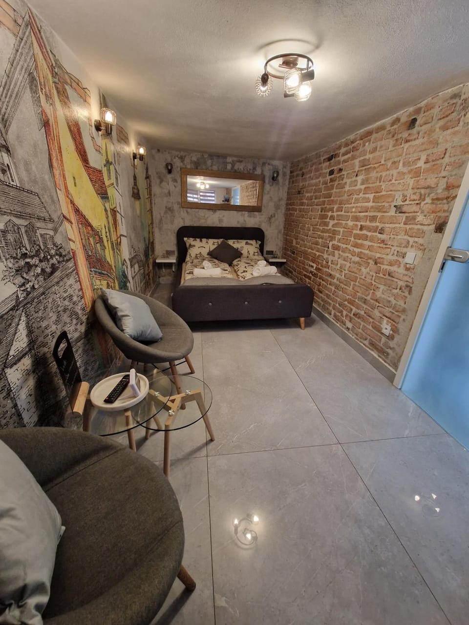 Bed, Seating area, Bedroom
