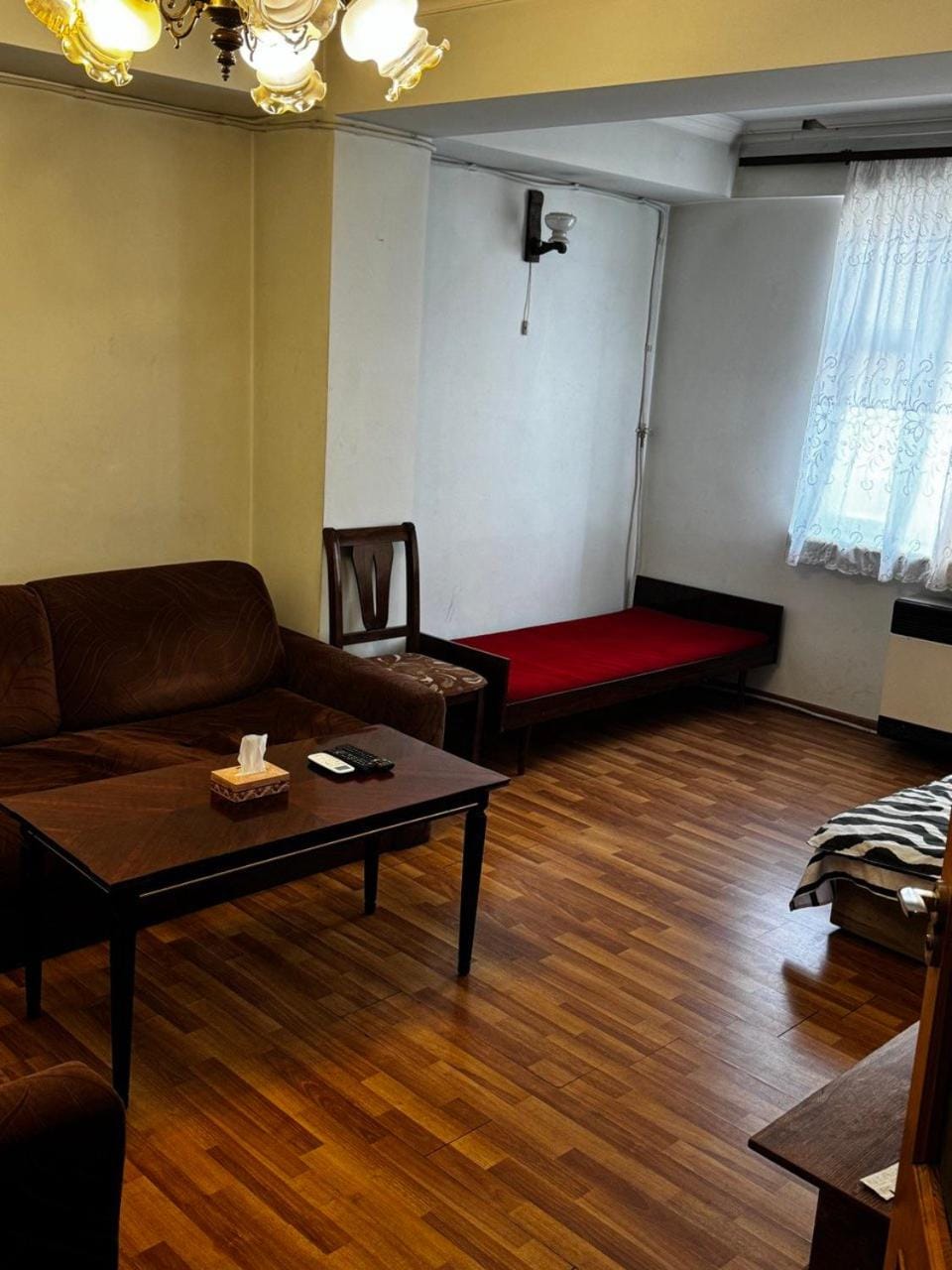 Bed, Living room, Seating area