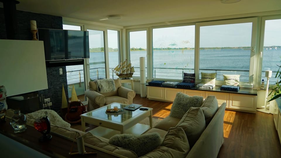 Living room, Seating area, Lake view