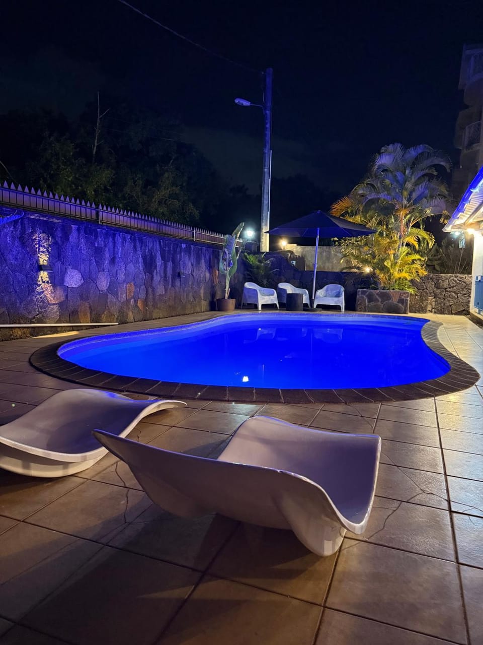 Night, Pool view, Swimming pool