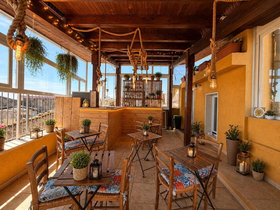 Property building, Patio, Day, View (from property/room), Balcony/Terrace, Living room, Seating area