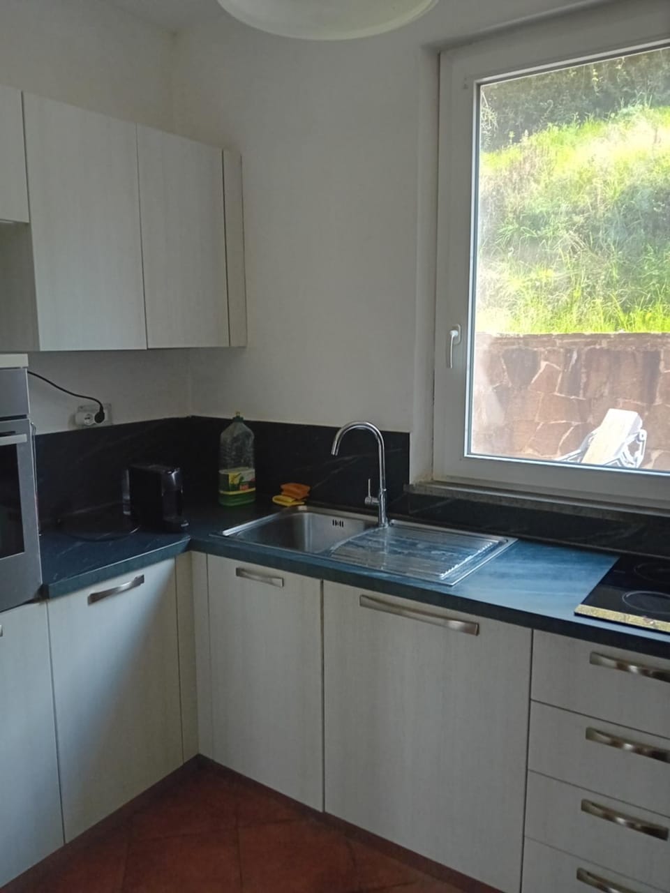 Kitchen or kitchenette, dishwasher, stove