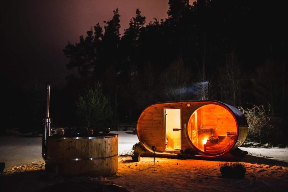 Night, Natural landscape, Sauna