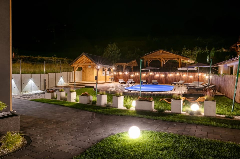 Patio, Night, Natural landscape, Garden, View (from property/room), Other, Other, Other, Garden view, Pool view, Swimming pool, sunbed