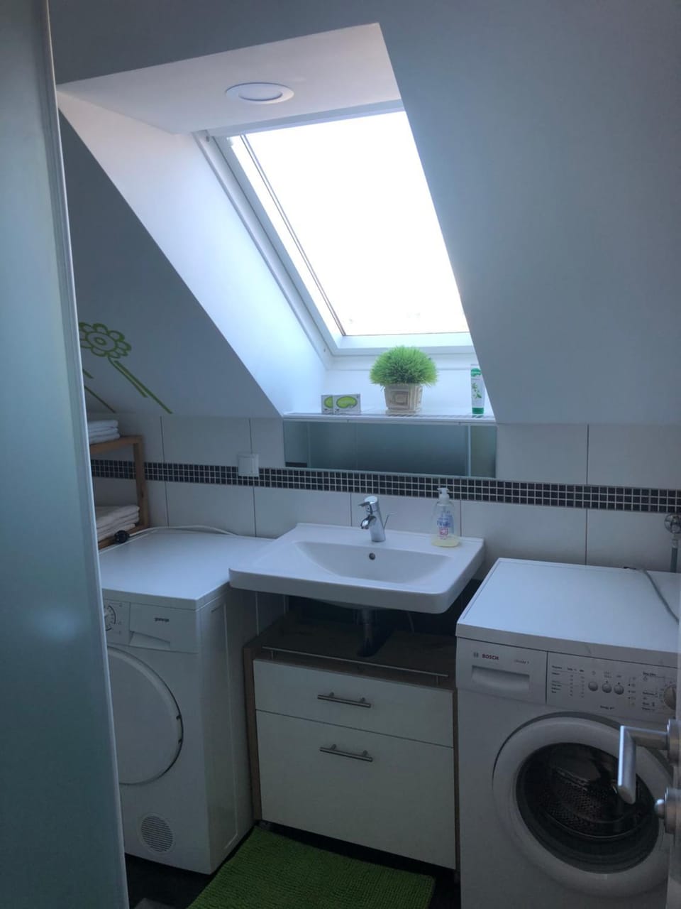 Bathroom, washing machine, dryer
