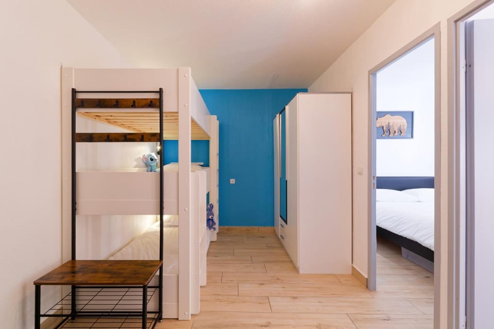 Photo of the whole room, Bedroom, bunk bed, wardrobe