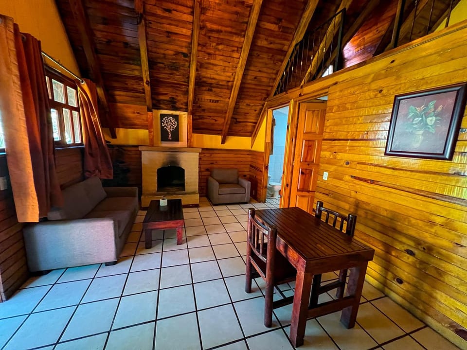 Living room, Dining area, fireplace