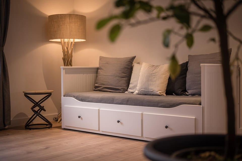 Bed, Living room, Seating area
