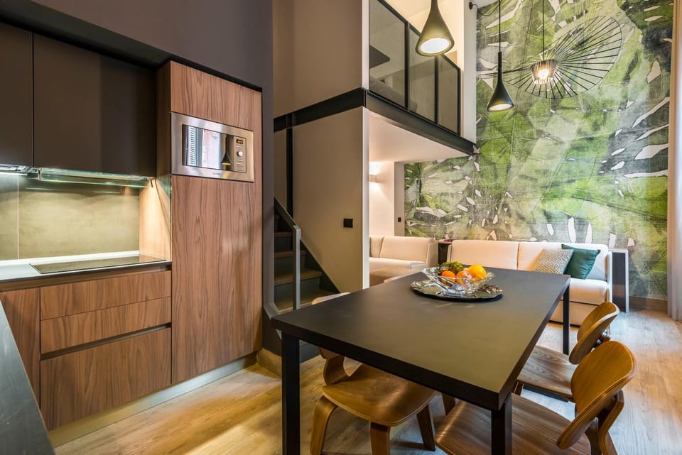 Kitchen or kitchenette, Living room, Dining area