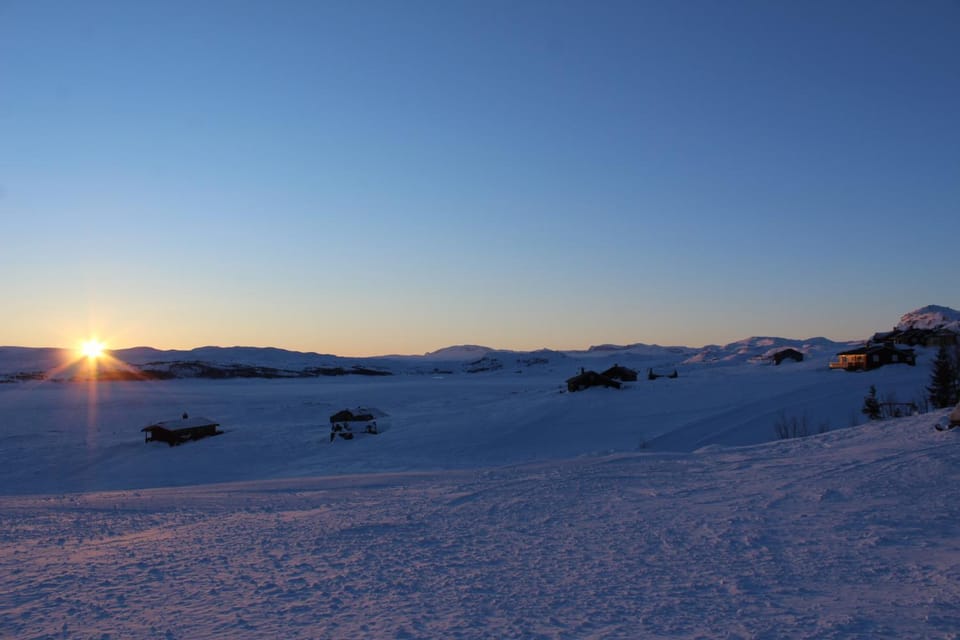 Winter, Mountain view, Sunset