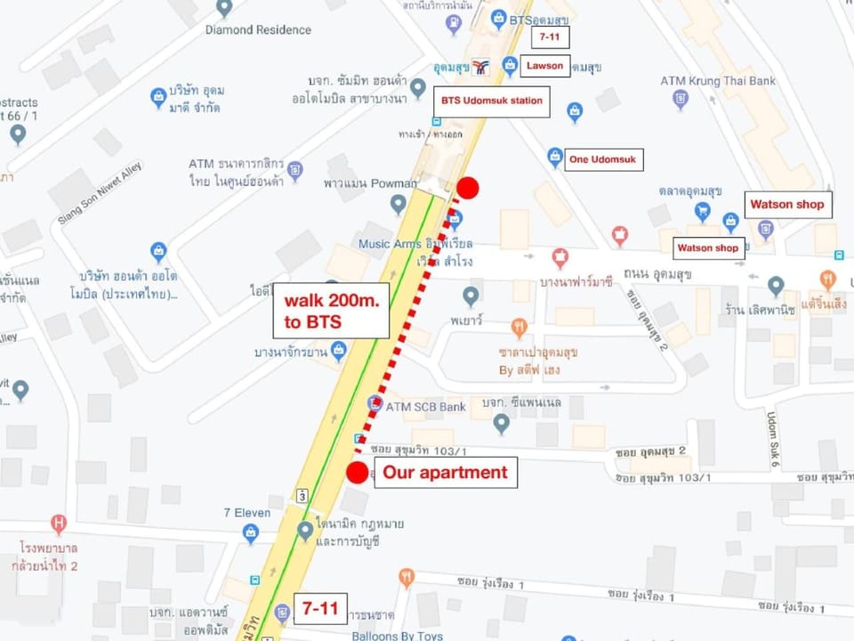 U4 Large 2 bed rooms full kitchen 200m to BTS Apartment in Bangkok