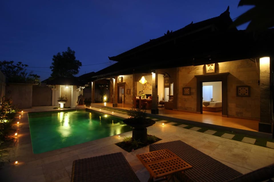 Night, Pool view, Swimming pool