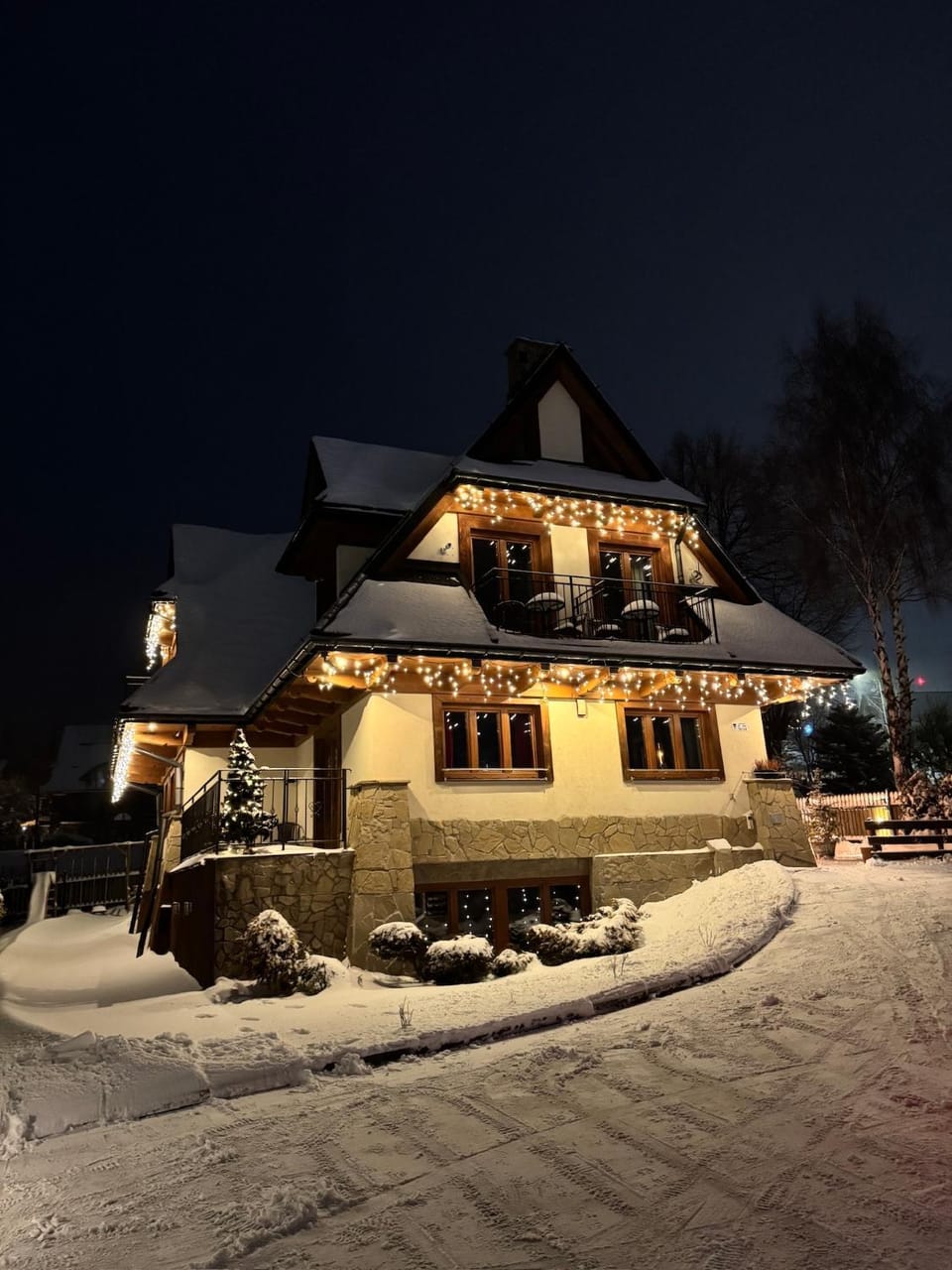 Property building, Night, Winter