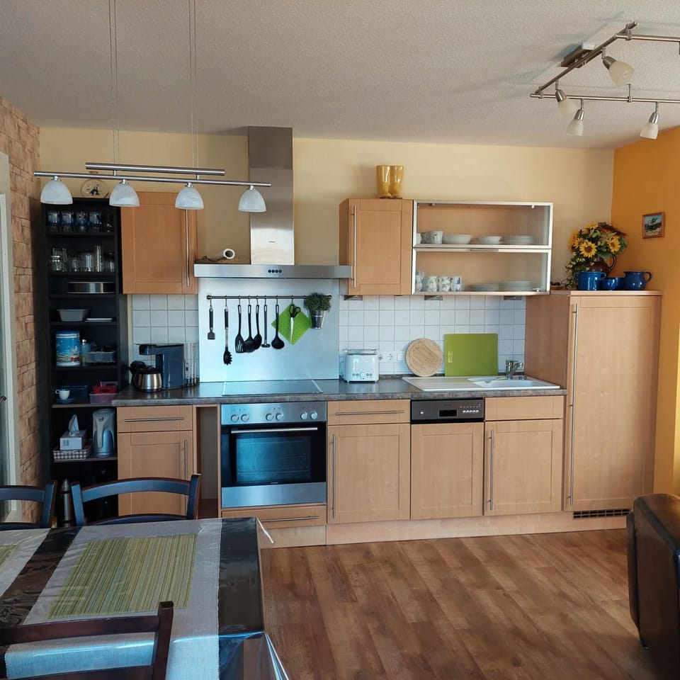 Kitchen or kitchenette, Living room, dishwasher, stove