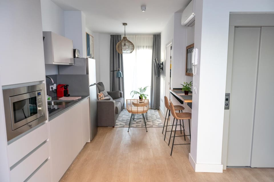 Living room, kitchen