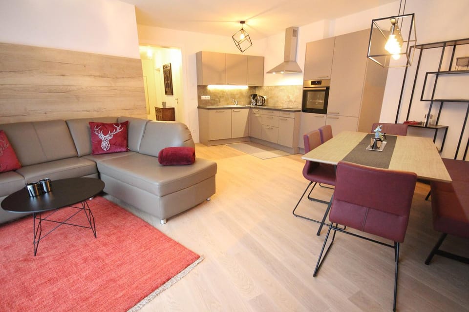 Kitchen or kitchenette, Living room, Seating area