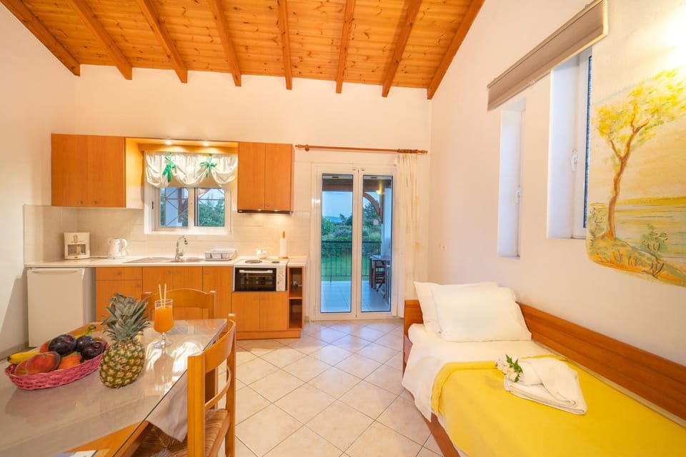 Bed, Kitchen or kitchenette, Dining area