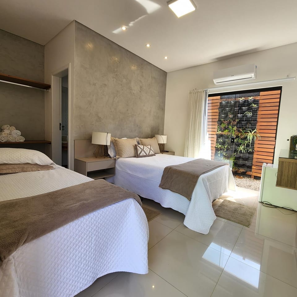 Bed, Photo of the whole room, Bedroom, towels, air conditioner