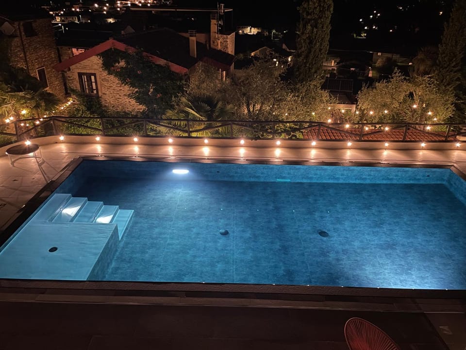 Night, Pool view, Swimming pool