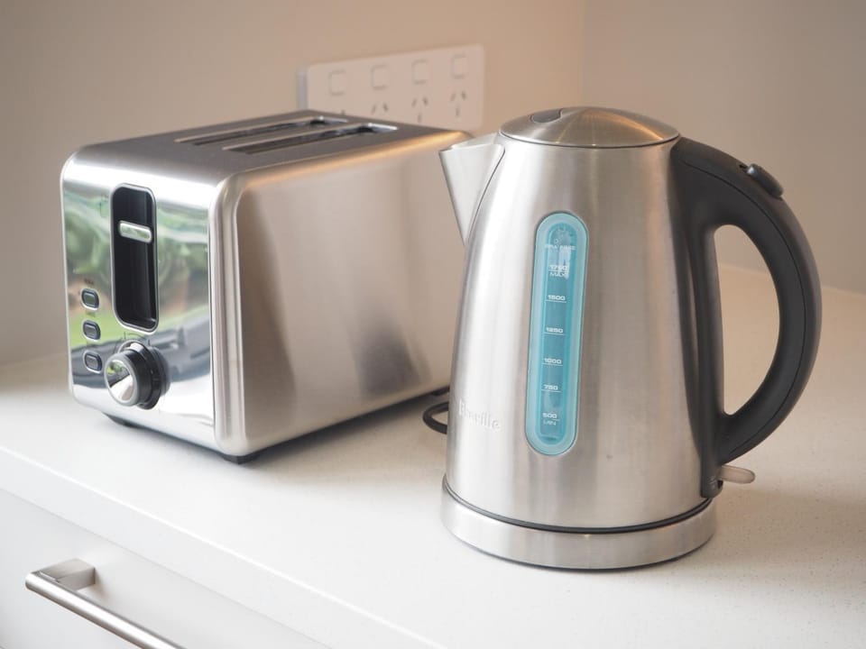 Kitchen or kitchenette, toaster
