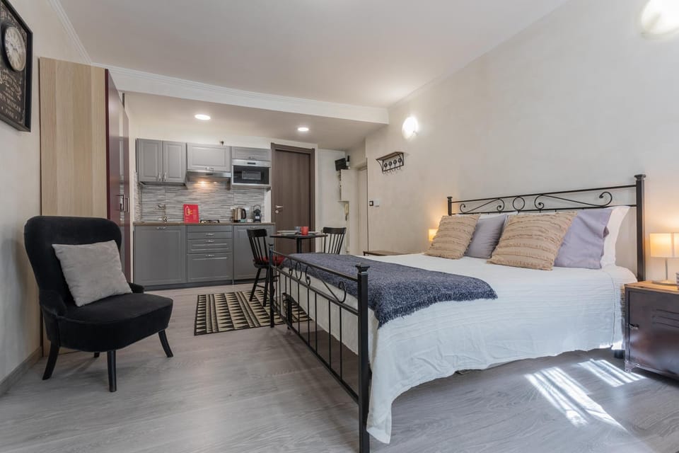 Bed, Kitchen or kitchenette, Living room, Photo of the whole room, Seating area, Dining area, Bedroom, stove