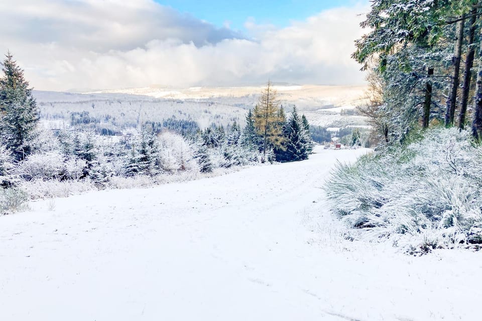 Natural landscape, Winter, Skiing