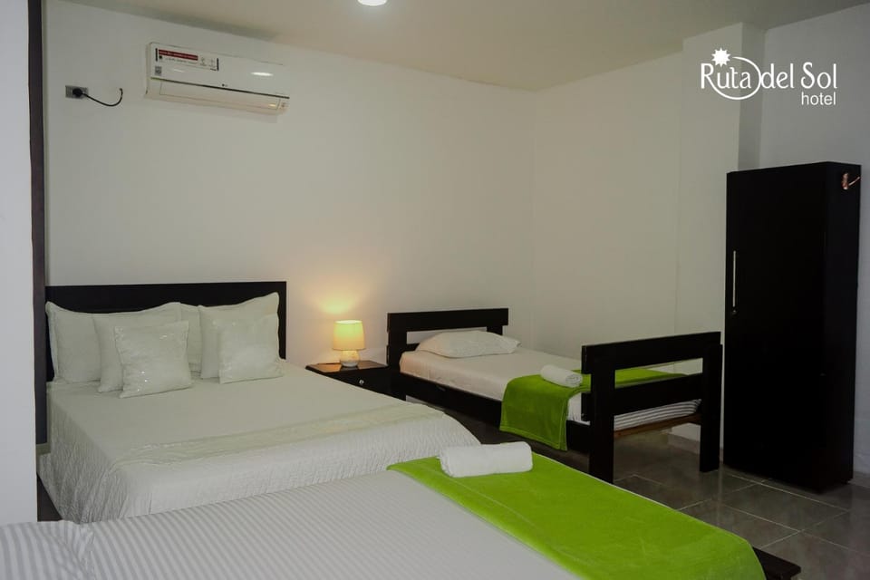 Photo of the whole room, Bedroom, American breakfast, towels, air conditioner