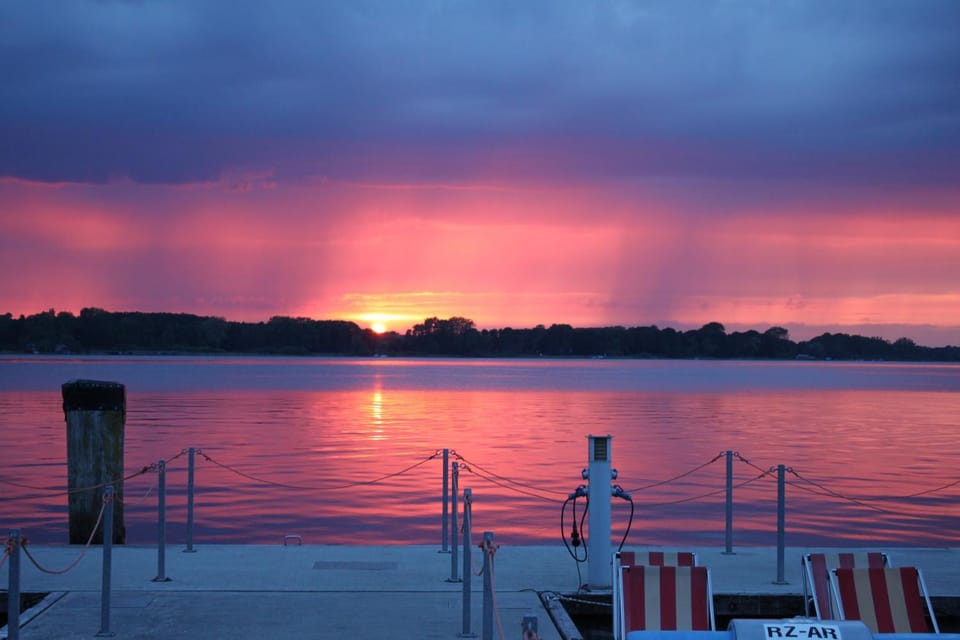Beach, Lake view, Sunset