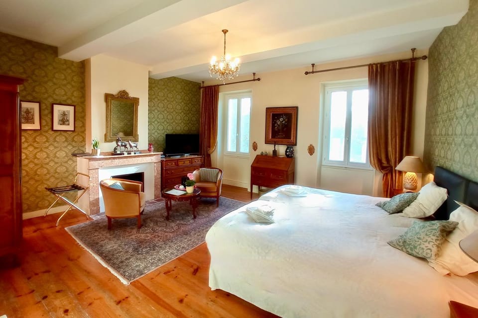 Bed, TV and multimedia, Photo of the whole room, Seating area, Bedroom, Garden view