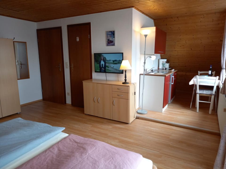 Bed, TV and multimedia, Coffee/tea facilities, Kitchen or kitchenette, Living room, Photo of the whole room, Dining area, Bedroom, stove, toaster