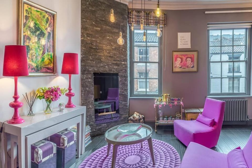 Living room, fireplace