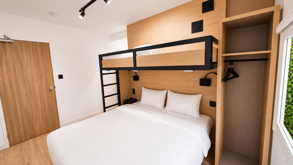 Bed, Bedroom, bunk bed, wardrobe