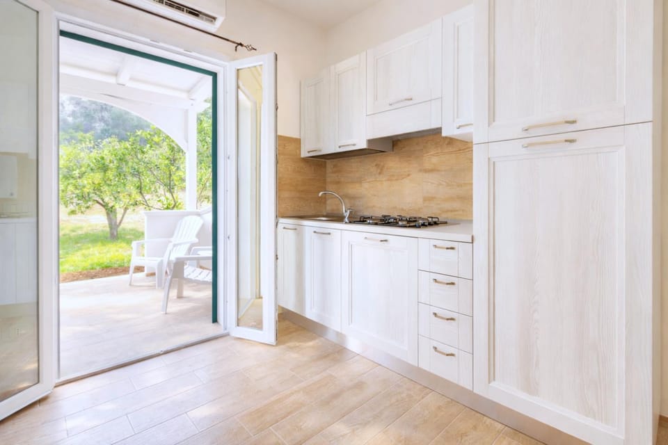 Kitchen or kitchenette, stove