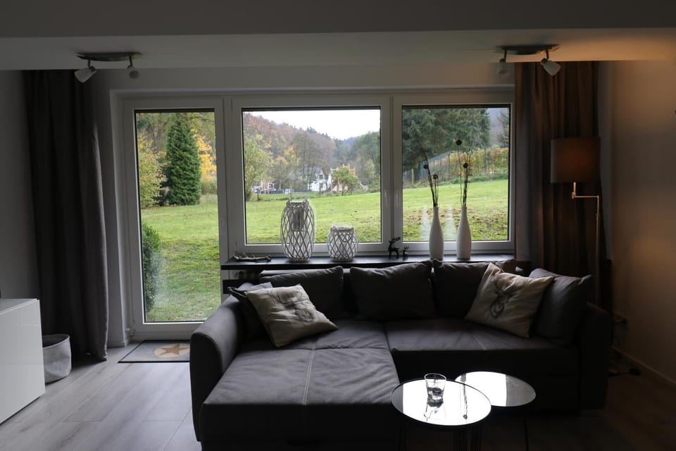 Living room, Seating area, Garden view