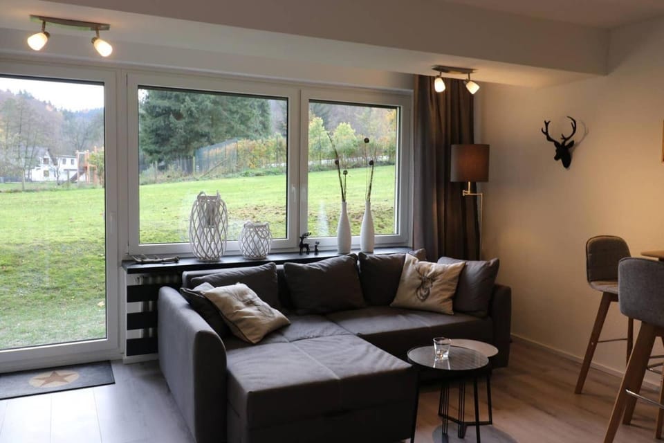 Living room, Seating area, Garden view