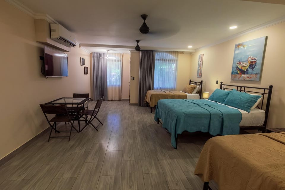 Facade/entrance, Bed, Bedroom, air conditioner