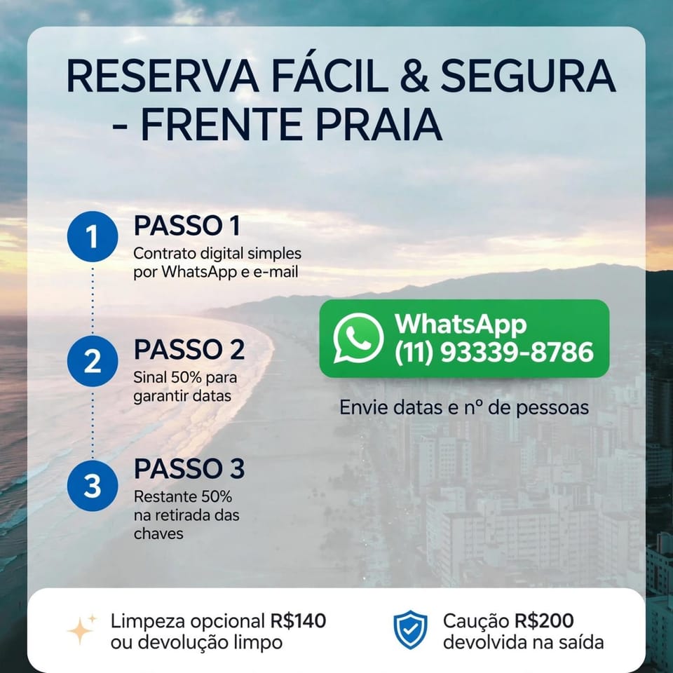apto frente praia pé na areia 2dorm wifi elevador Smart tv praia grande aviação - leia fotos Apartment in State of São Paulo