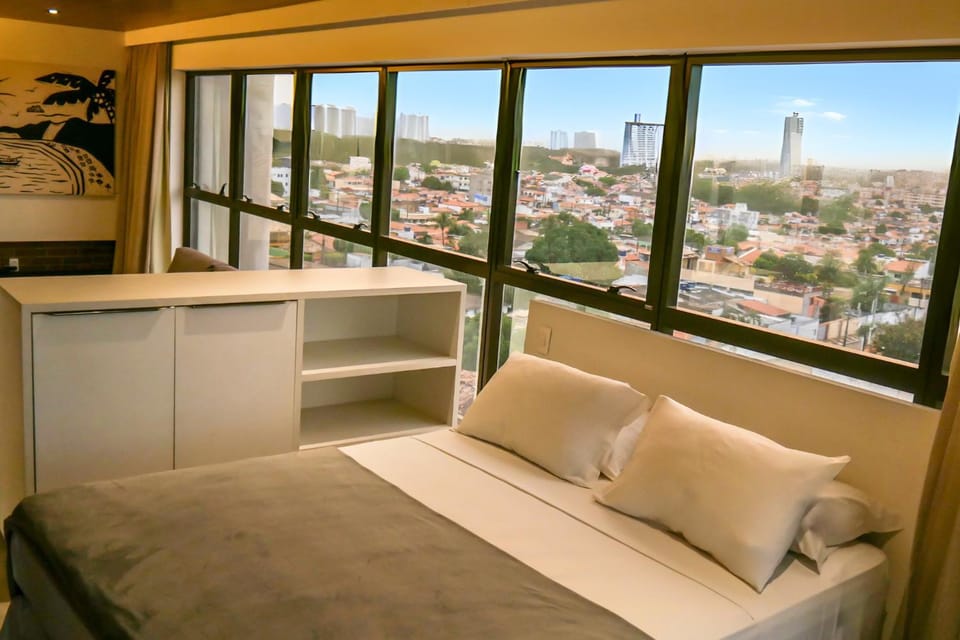 Bed, Bedroom, City view